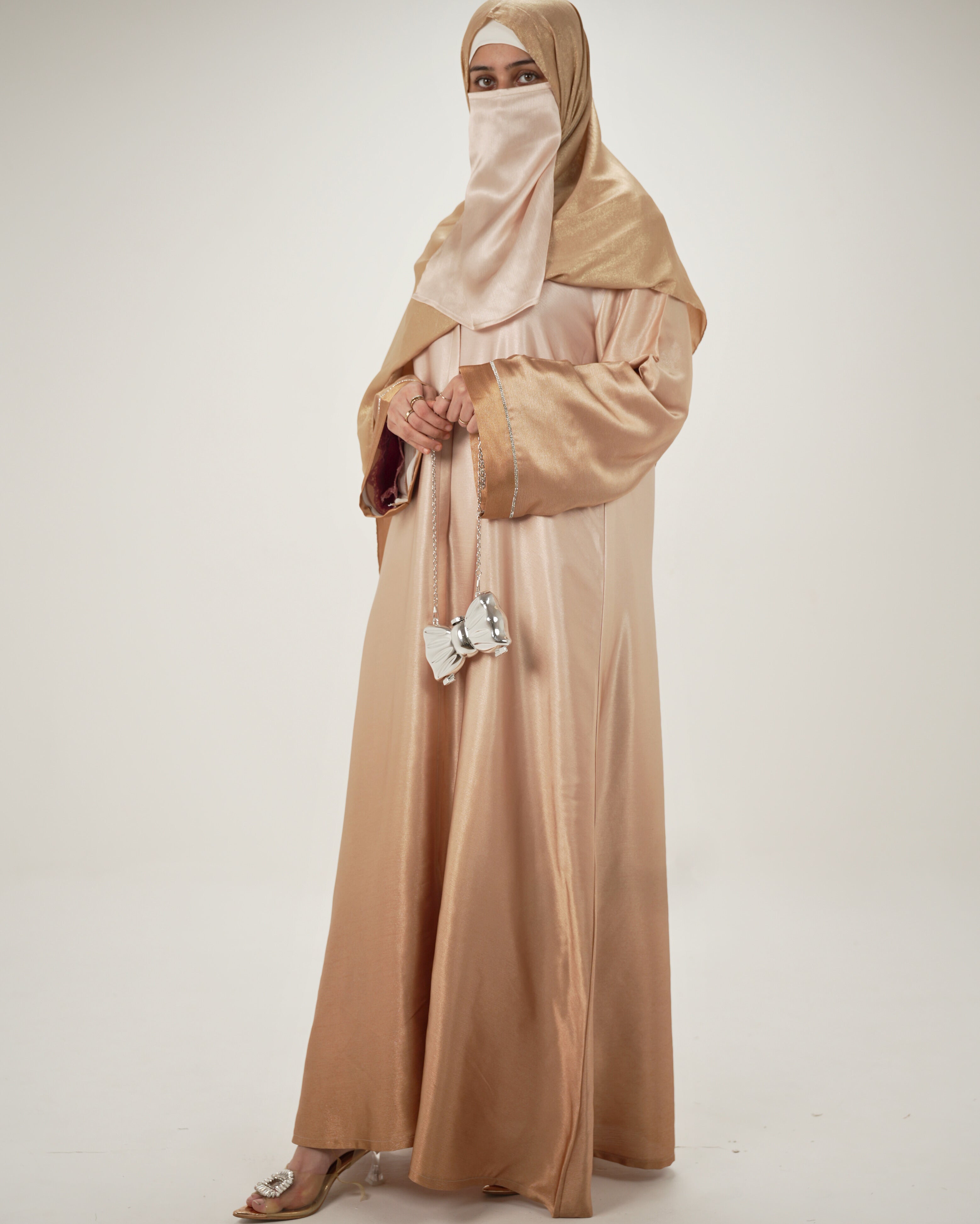 Luxe Ombre Abaya with Matching Organza Hijab & Niqab - Gold
