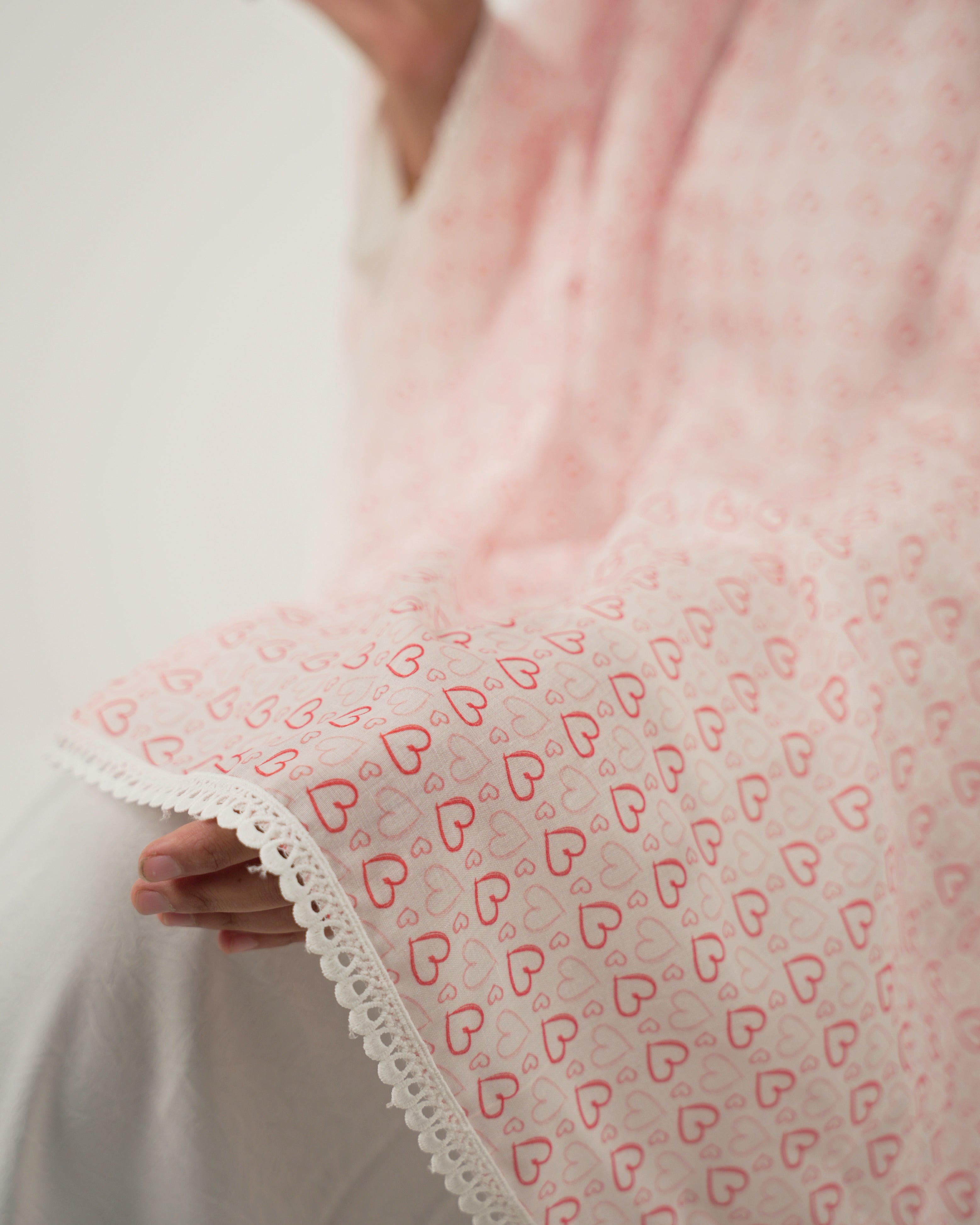 Habiba | Hearts Print Cotton Namaz Makhna - Without Sleeves