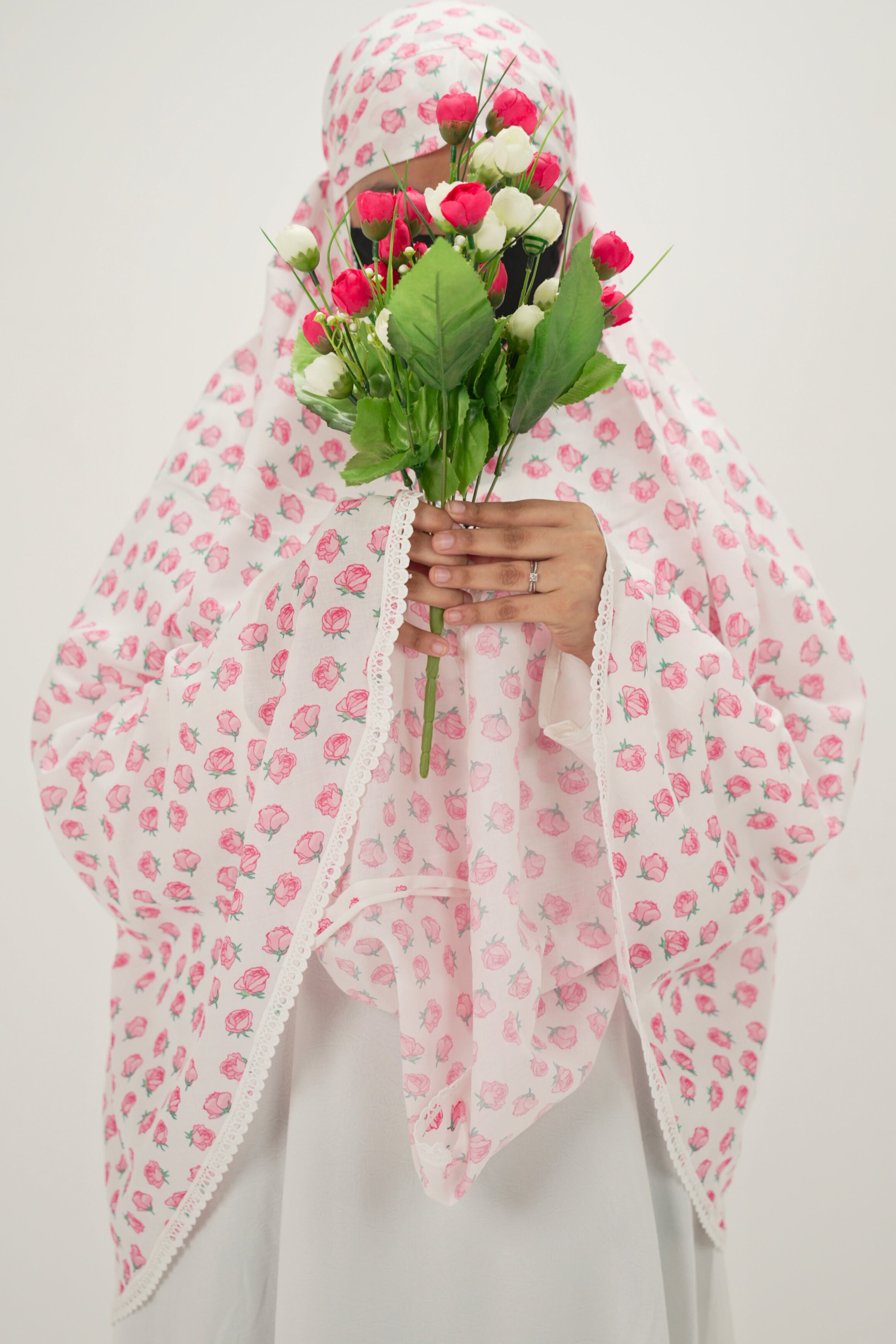Niloufar | Roses Print Cotton Namaz Makhna - Without Sleeves