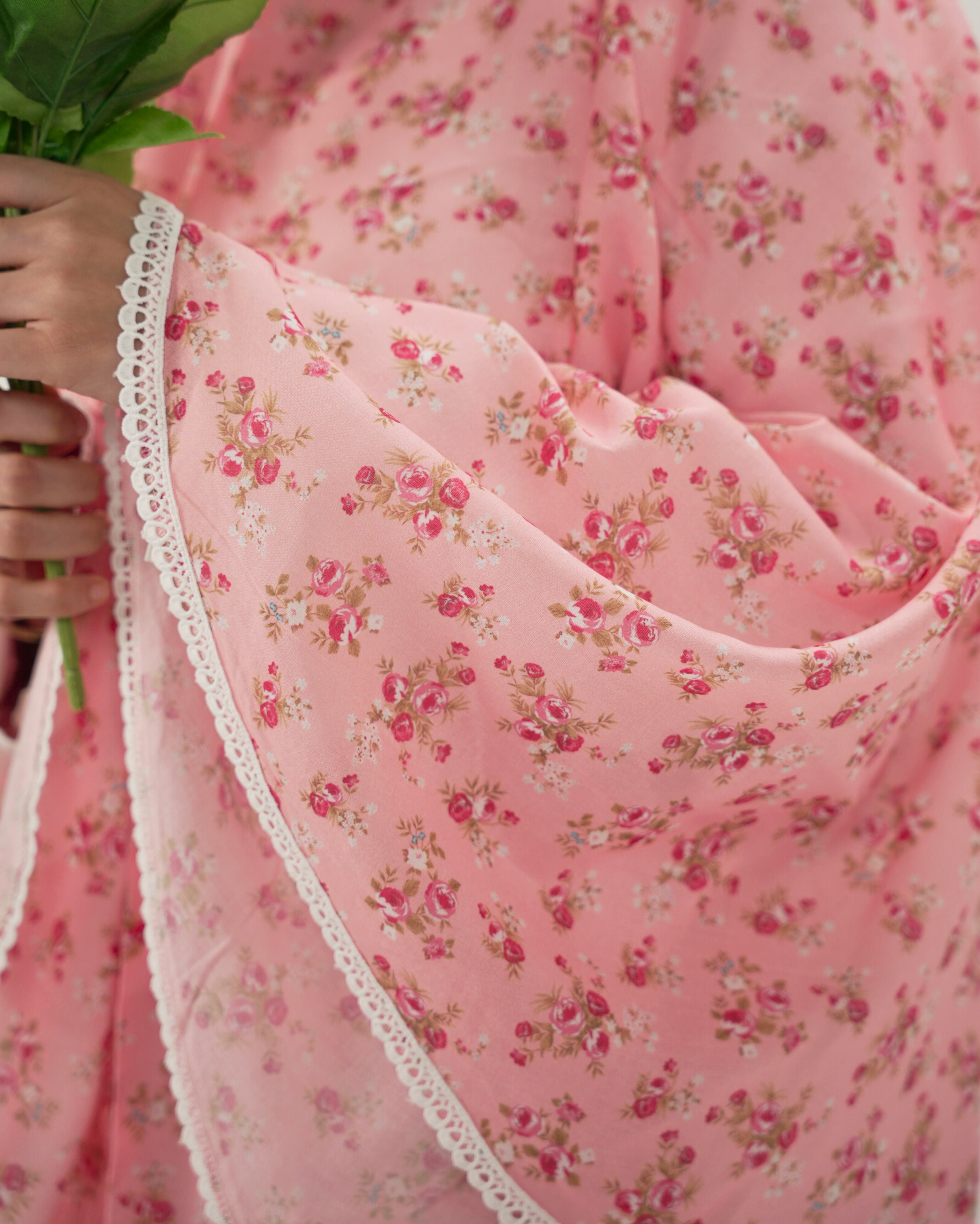 Safa | Peach Floral Cotton Namaz Makhna - Without Sleeves