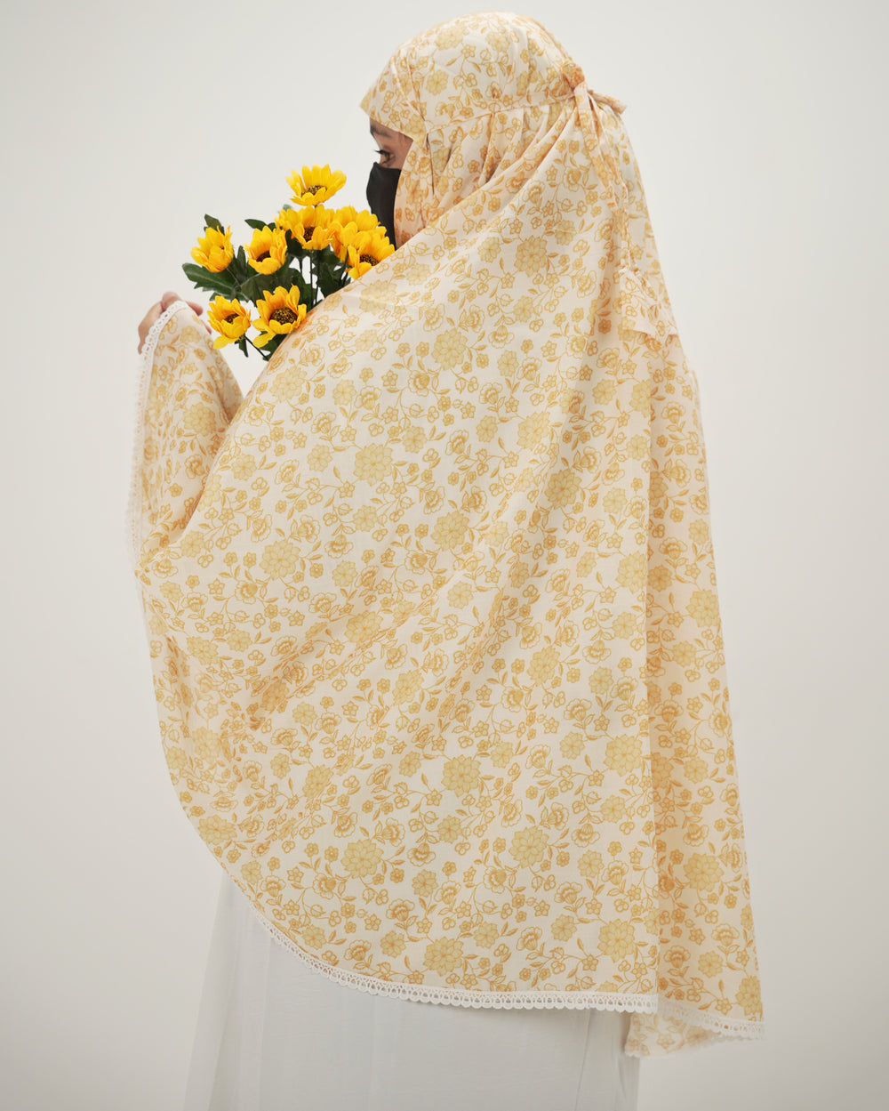 yellow floral cotton salah makhna for namaz