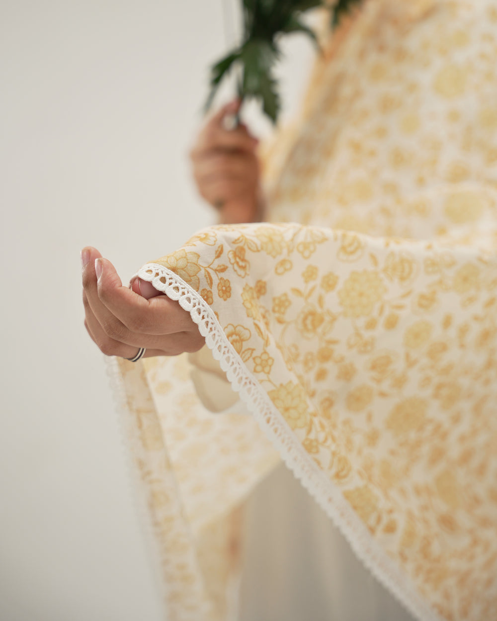 Yellow floral namaz makhna in cotton material 