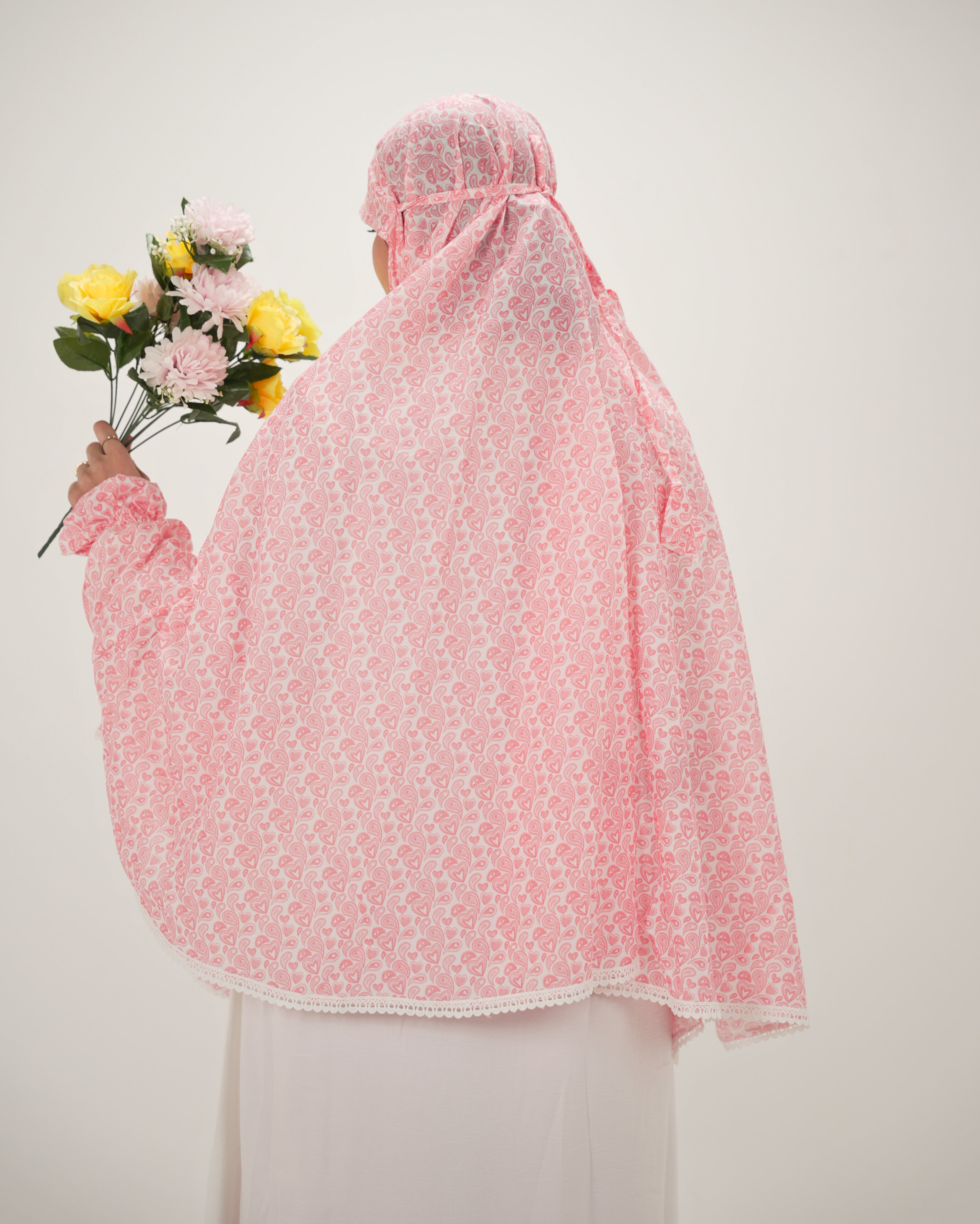 Qalb Hayawi | Vibrant Hearts Cotton Namaz Makhna - With Sleeves