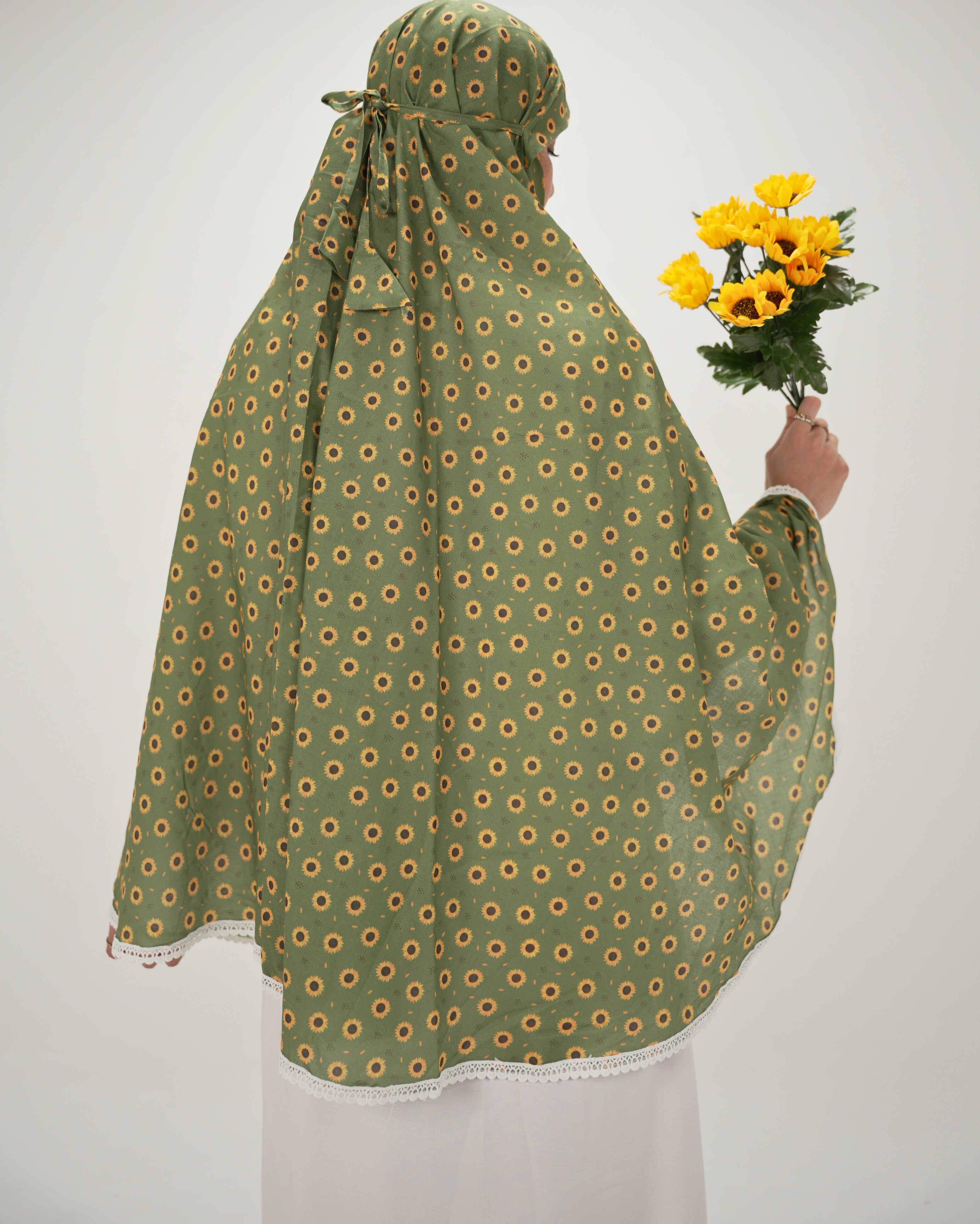 Shamsi | Sunflower Print Cotton Namaz Makhna - Without Sleeves